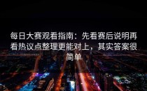 每日大赛观看指南：先看赛后说明再看热议点整理更能对上，其实答案很简单