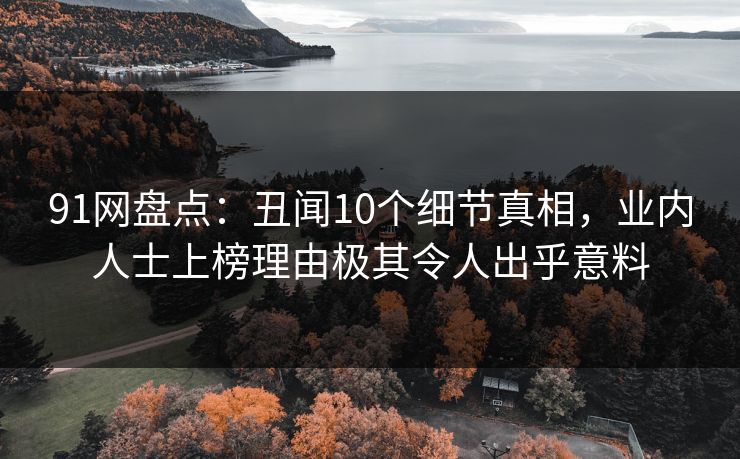 91网盘点：丑闻10个细节真相，业内人士上榜理由极其令人出乎意料  第1张